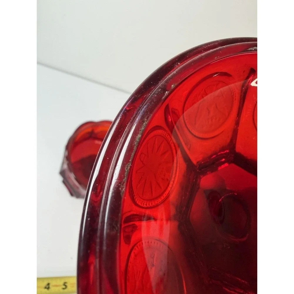 Fostoria  Ruby Red Coin Footed Compote Candy‎ Dish Lidded 8